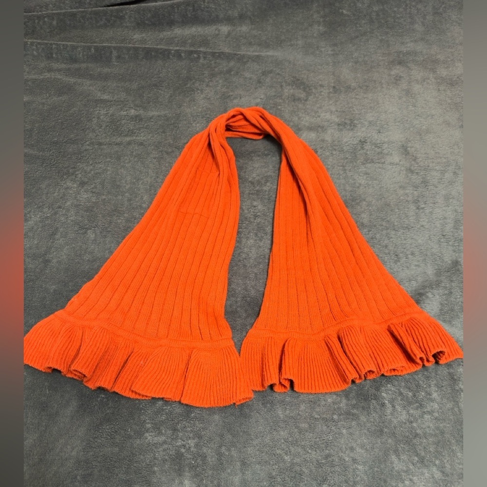 Orange Ruffled Knit Scarf